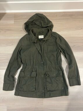 Universal Thread Olive Green Hooded Utility Jacket - Size Small